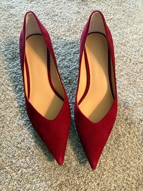 Veronica Beard Burgundy Suede Pointed-Toe Pumps